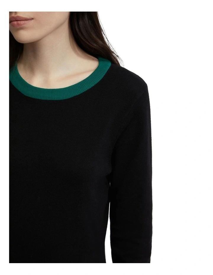 Bridgette Contrast Trim Knit Dress in Black image 6