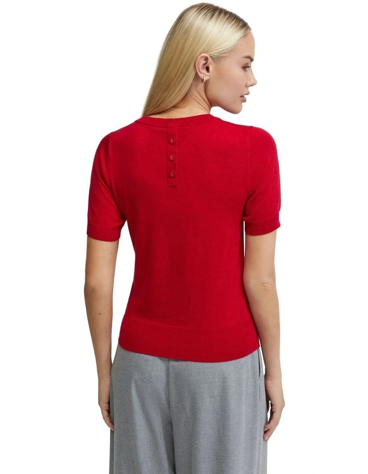 Grace Short Sleeve Cashmere Blend Knit in Red image 3