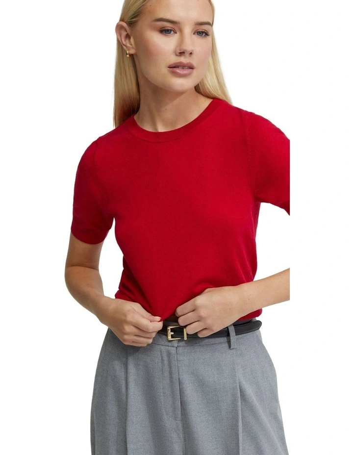Grace Short Sleeve Cashmere Blend Knit in Red image 4