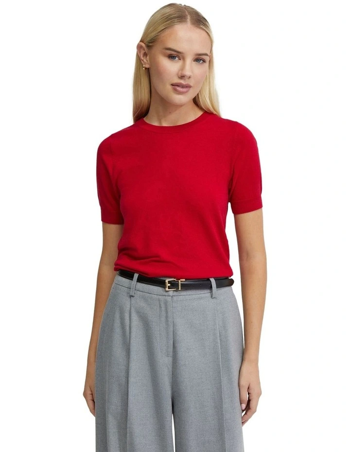 Grace Short Sleeve Cashmere Blend Knit in Red image 5