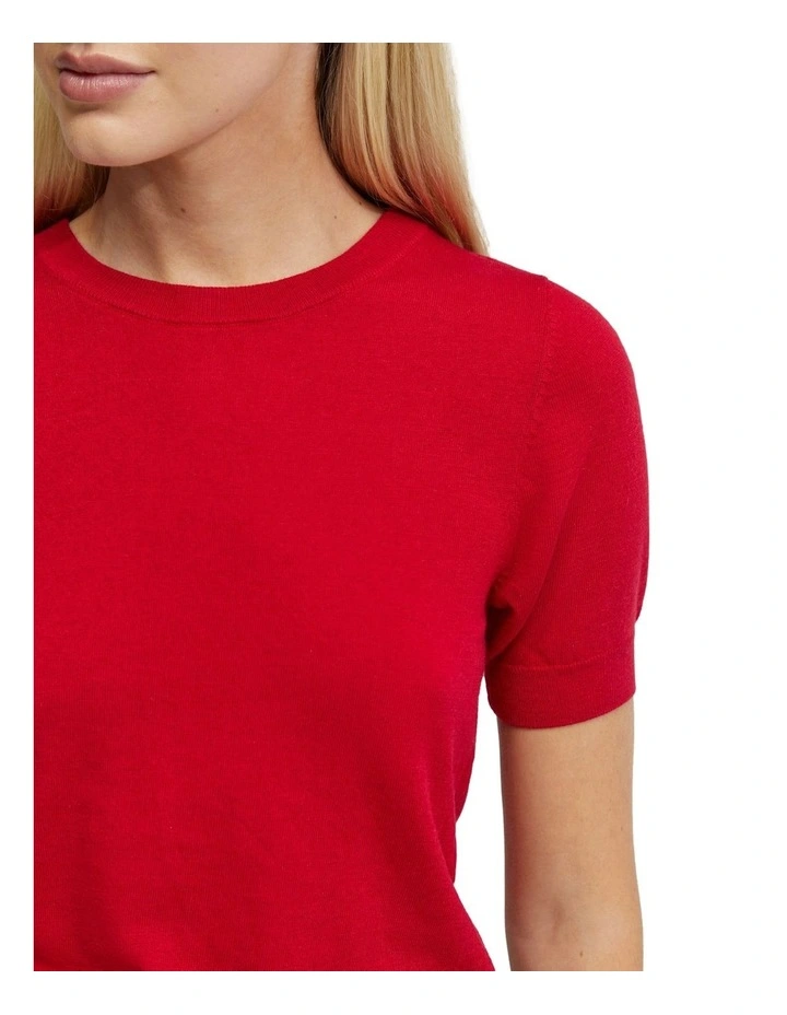 Grace Short Sleeve Cashmere Blend Knit in Red image 6