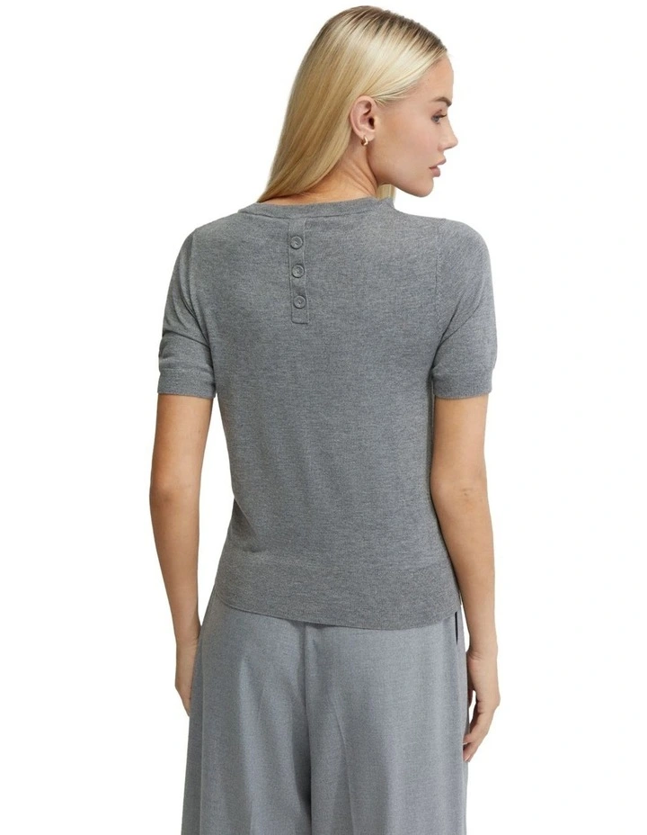 Grace Short Sleeve Cashmere Blend Knit in Grey image 3