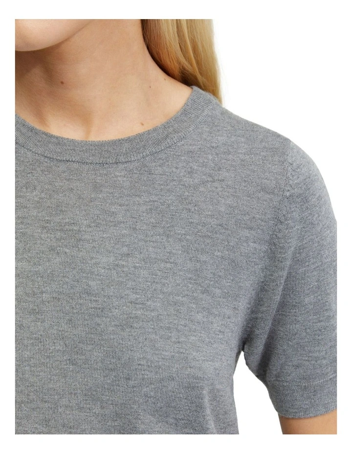 Grace Short Sleeve Cashmere Blend Knit in Grey image 6