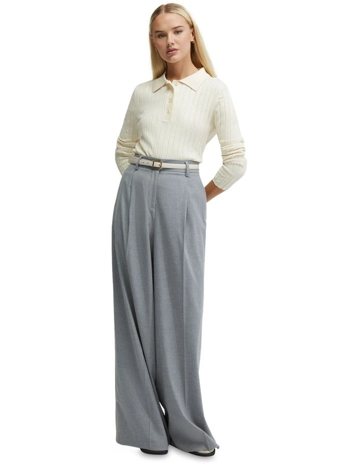 Rachel Cashmere Blend Rib Knit Polo in Ecru image 5