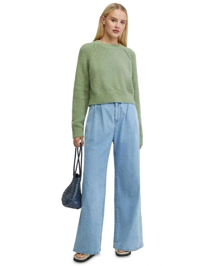 Mei Alpaca Blend Soft Knit Top in Green image 1