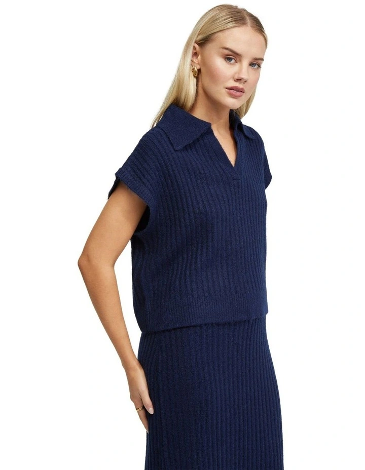 Becca Polo Neck Vest in Navy image 3