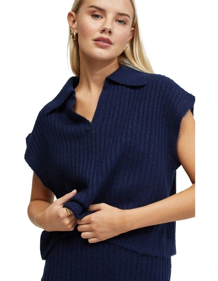 Becca Polo Neck Vest in Navy image 4