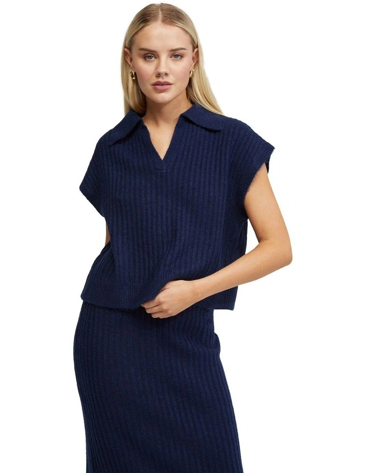 Becca Polo Neck Vest in Navy image 5