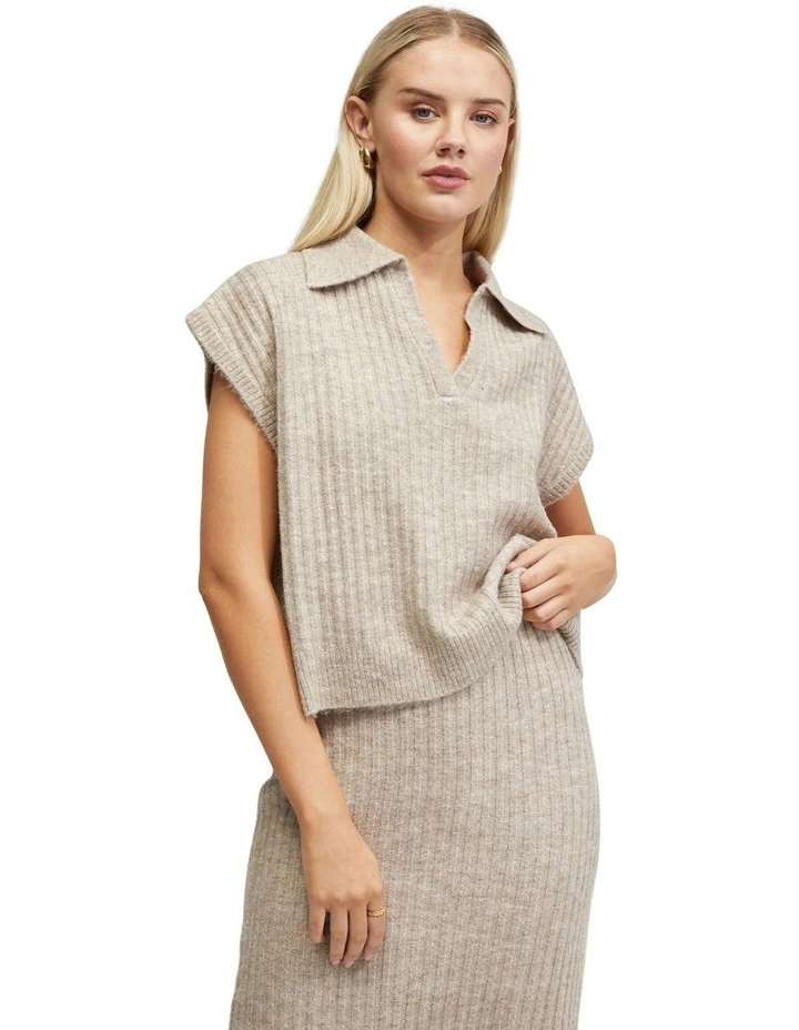 Becca Polo Neck Vest in Camel image 5