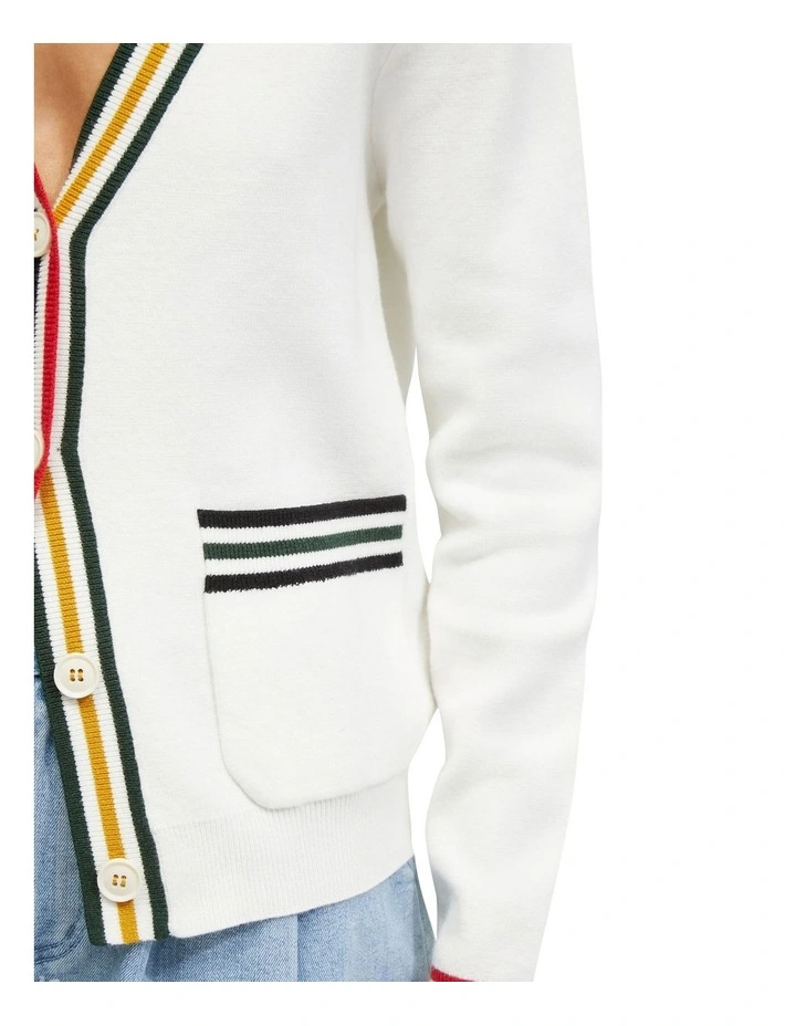 Sasha Stripe Trim Cardigan in Cream image 6