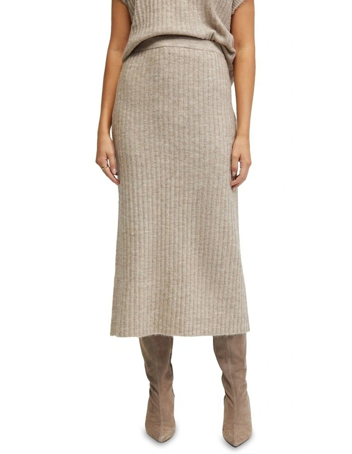 Petra Rib Knit Skirt in Camel image 1