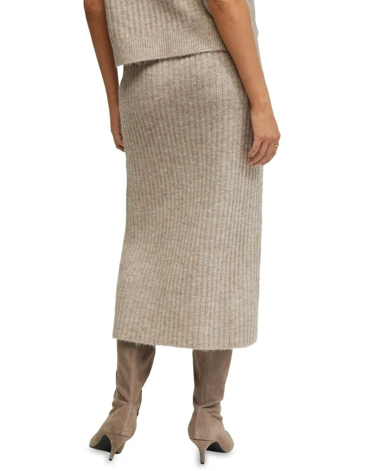 Petra Rib Knit Skirt in Camel image 2