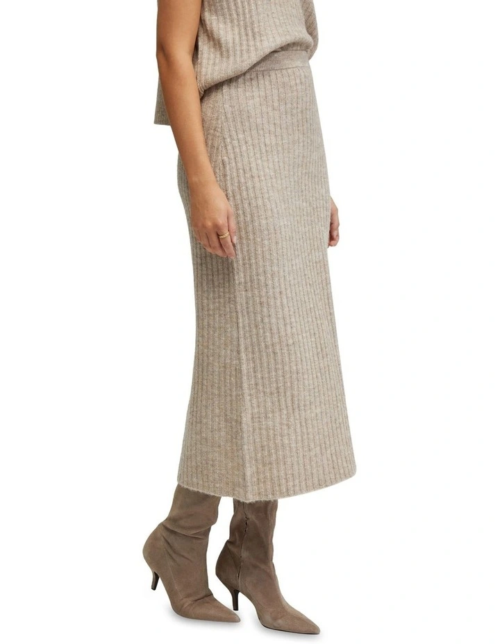 Petra Rib Knit Skirt in Camel image 3