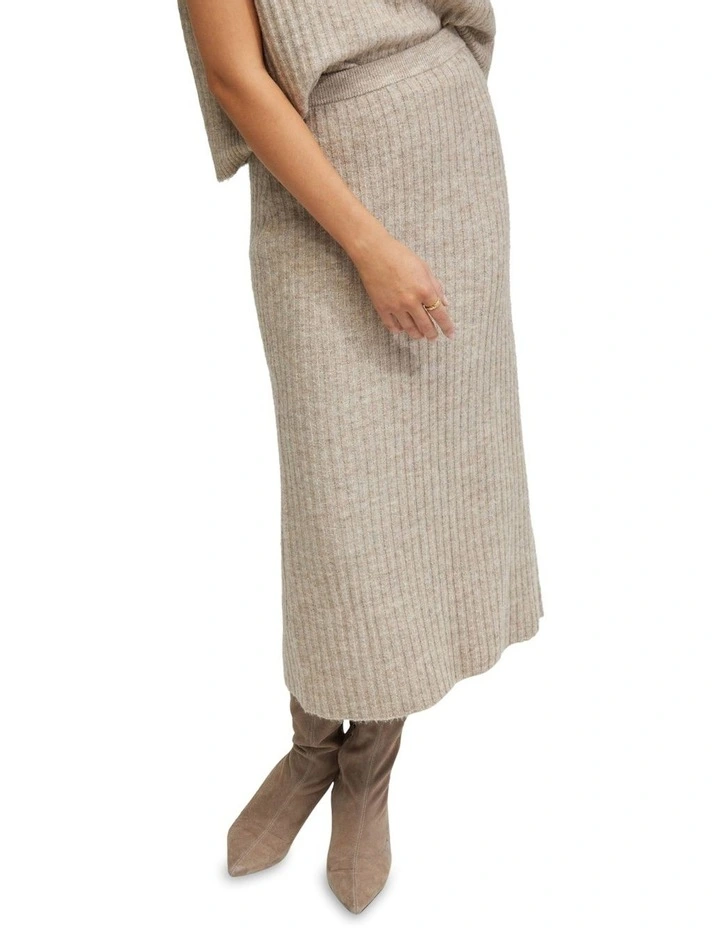 Petra Rib Knit Skirt in Camel image 4