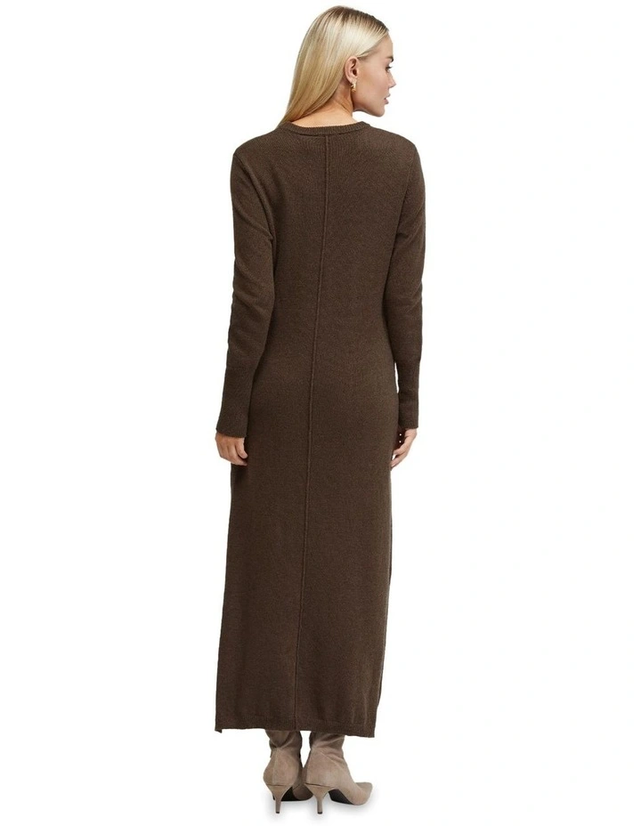 Chrissy Loose Fit Knitted Dress in Chocolate image 2