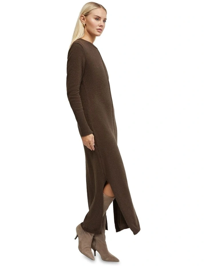 Chrissy Loose Fit Knitted Dress in Chocolate image 3