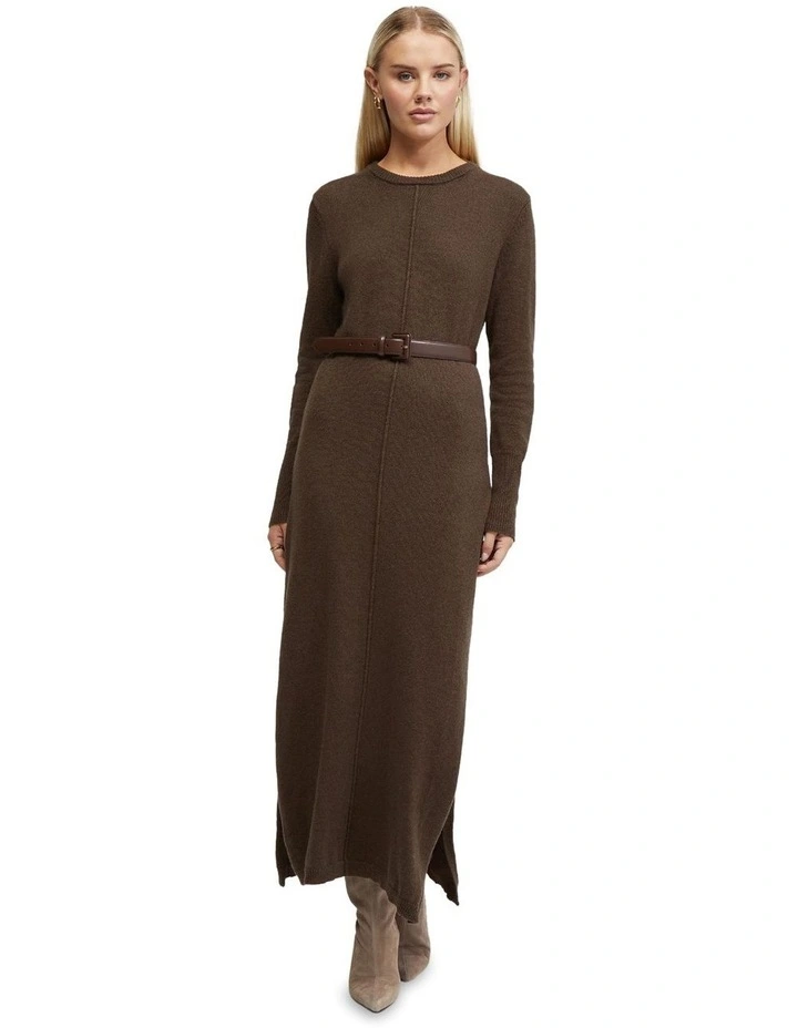 Chrissy Loose Fit Knitted Dress in Chocolate image 4
