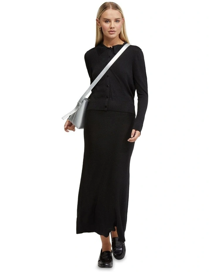 Aggie Knitted Metallic Cardigan in Black image 1
