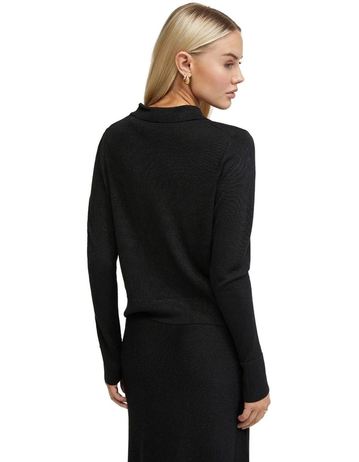 Aggie Knitted Metallic Cardigan in Black image 2
