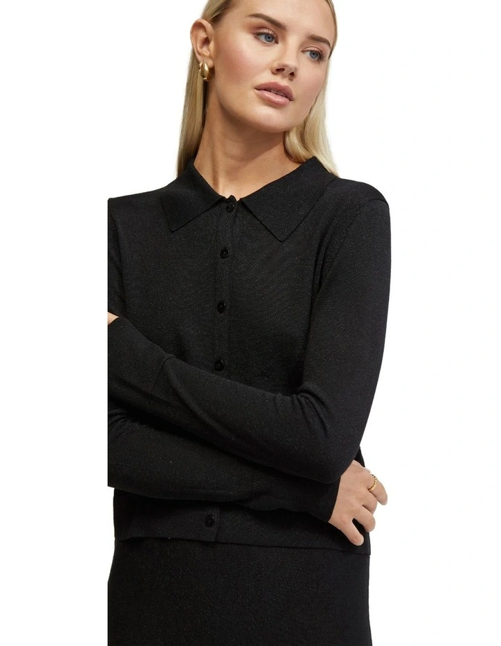 Aggie Knitted Metallic Cardigan in Black image 4