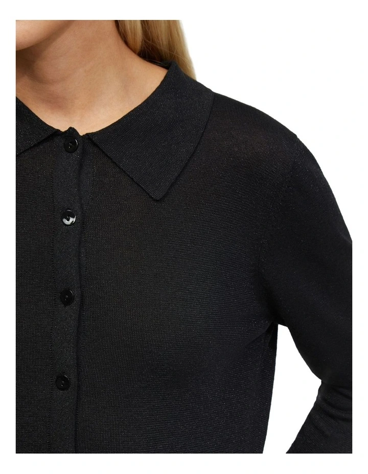 Aggie Knitted Metallic Cardigan in Black image 6