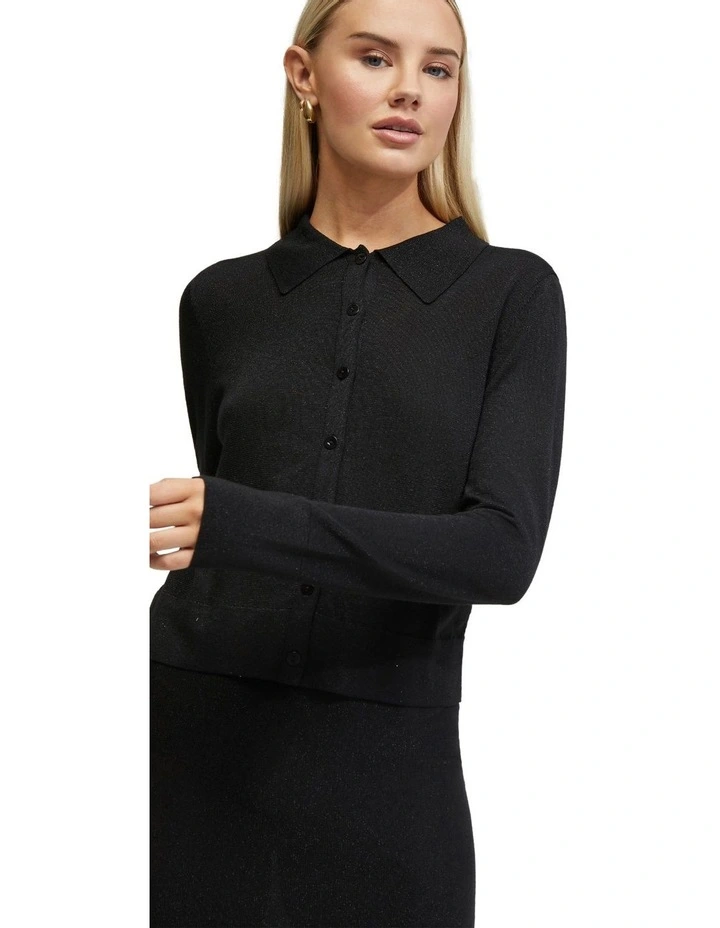 Aggie Knitted Metallic Cardigan in Black image 7