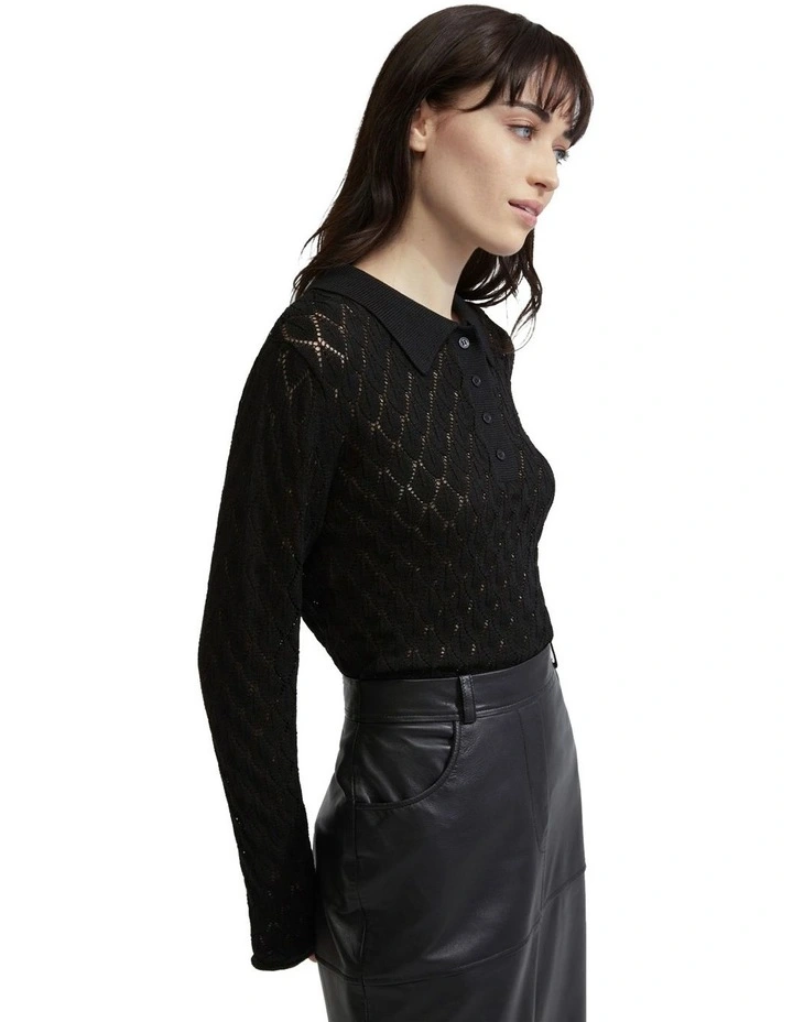 Hana Polo Neck Knit in Black image 2
