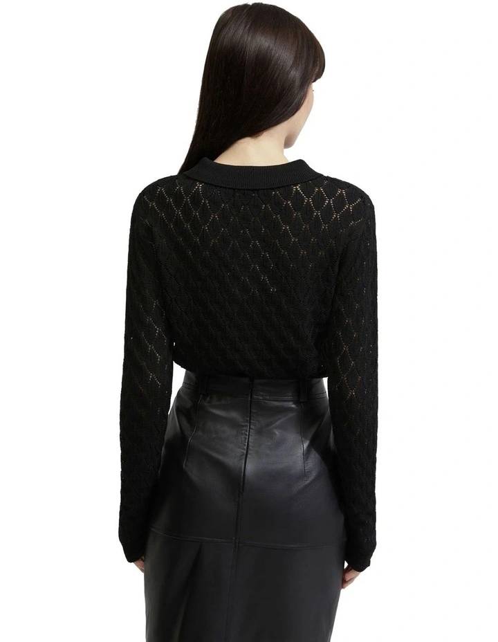 Hana Polo Neck Knit in Black image 3