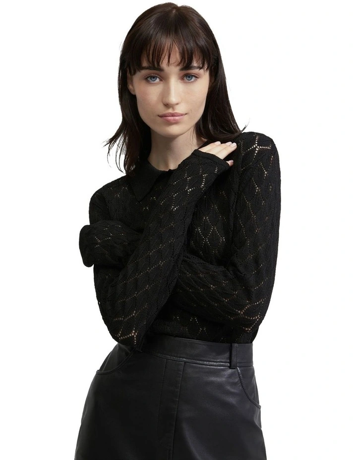 Hana Polo Neck Knit in Black image 5