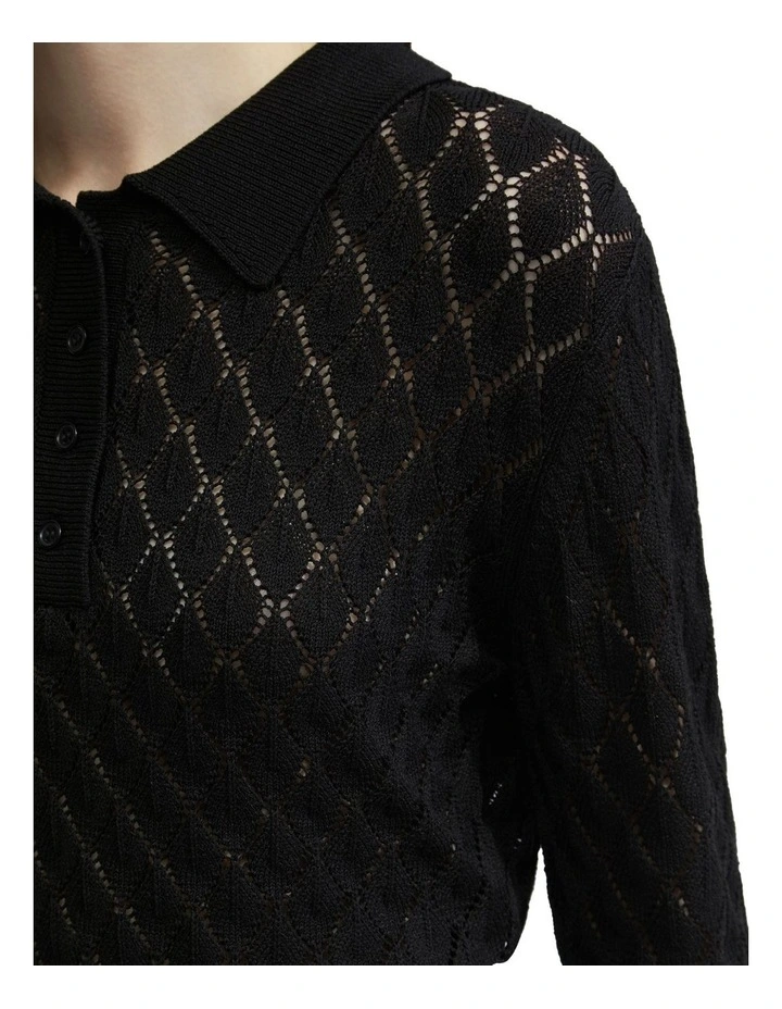 Hana Polo Neck Knit in Black image 6