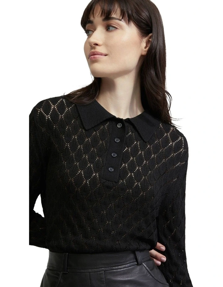 Hana Polo Neck Knit in Black image 7