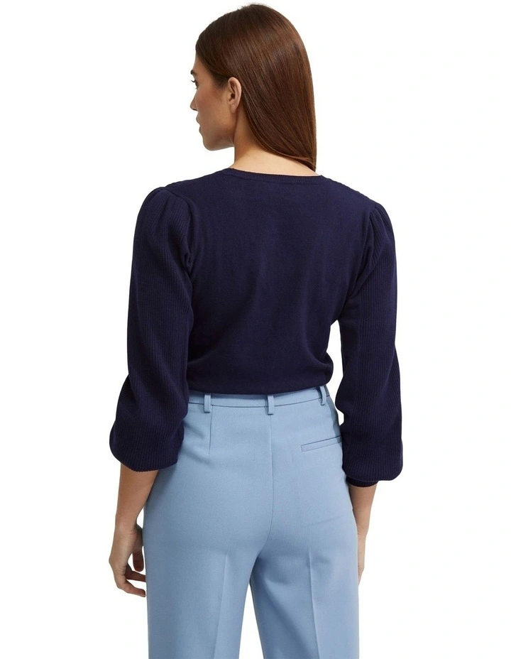Kirstin Cable Knit Top in Navy image 2