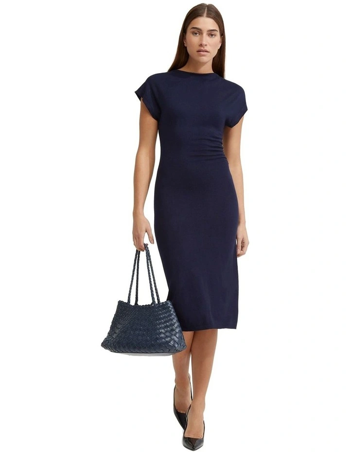 Sophie Knitted Column Dress in Navy image 1