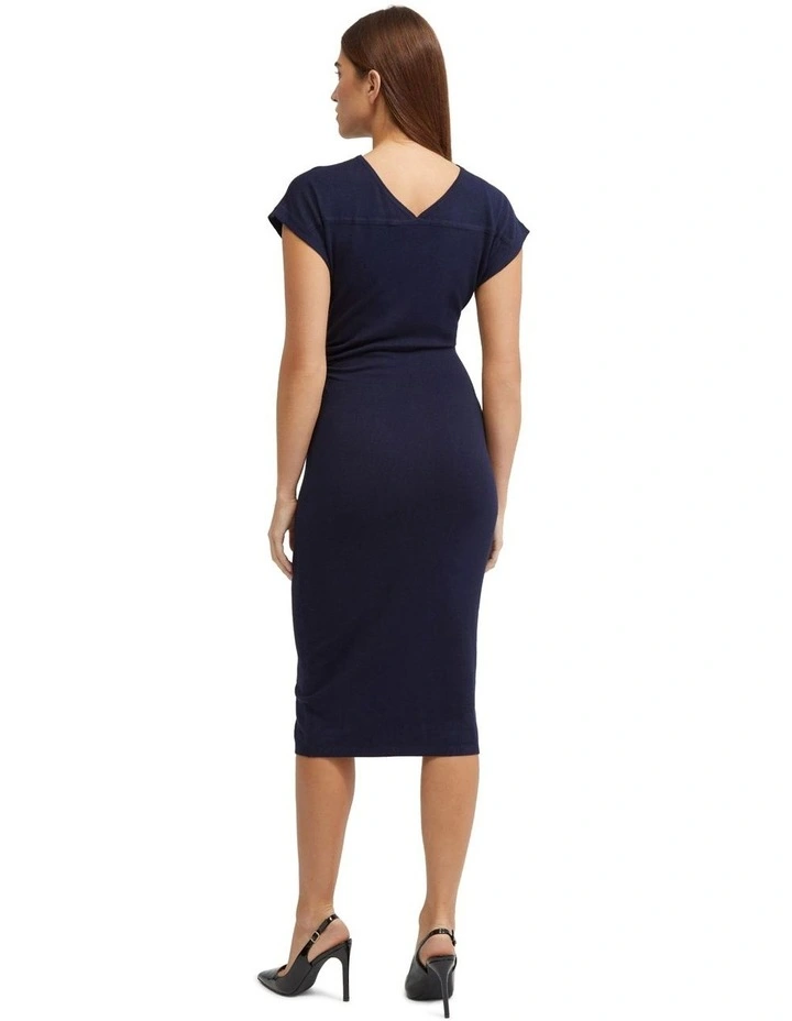 Sophie Knitted Column Dress in Navy image 2