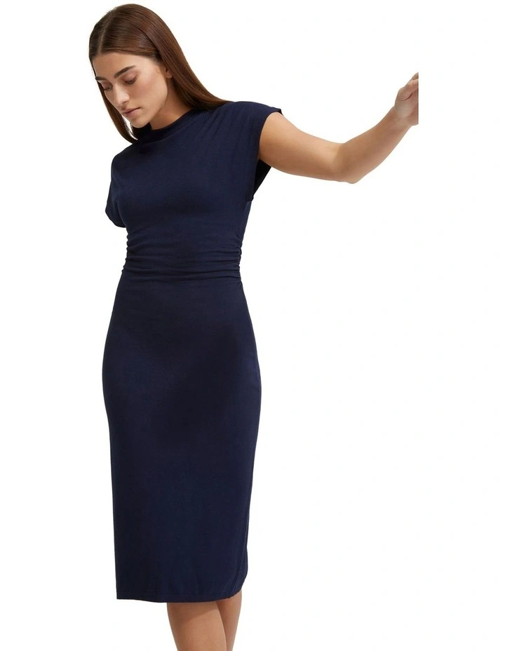 Sophie Knitted Column Dress in Navy image 4