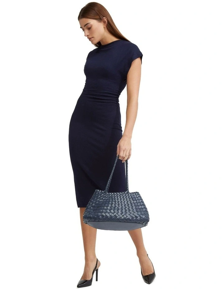 Sophie Knitted Column Dress in Navy image 5