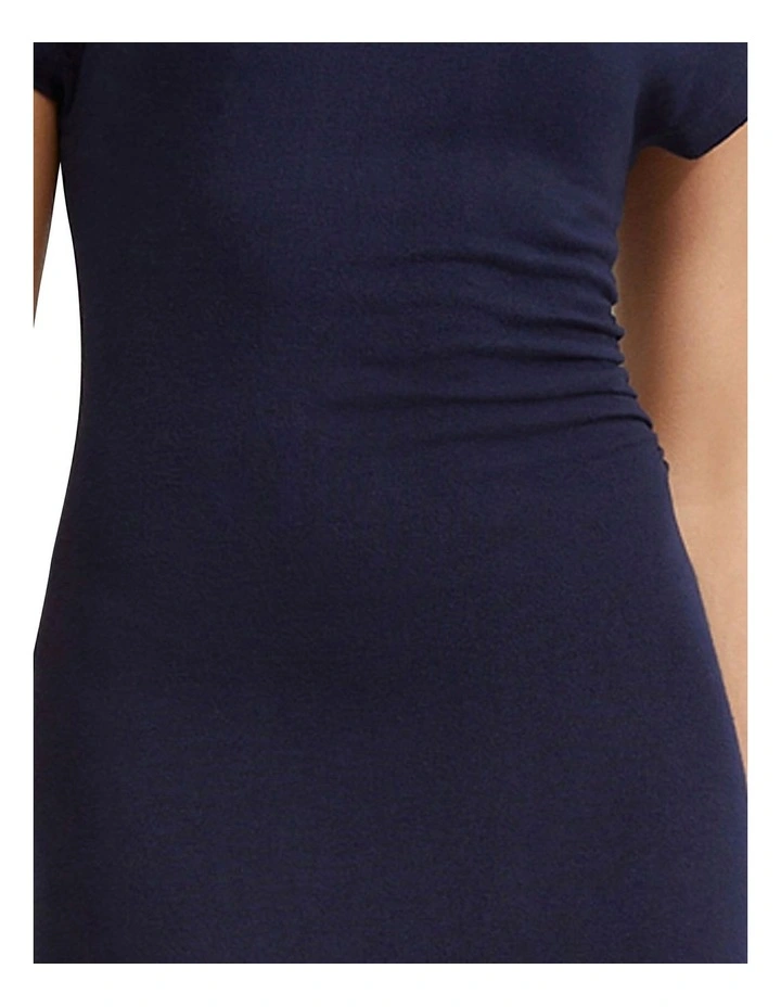 Sophie Knitted Column Dress in Navy image 6