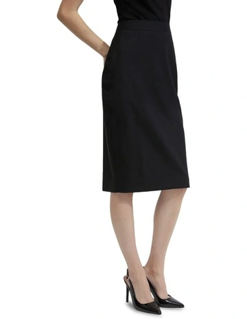 Peggy Wool Stretch Suit Skirt in Black