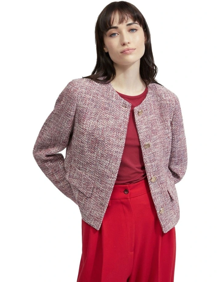 Sophia Boucle Jacket in Wine Red image 4