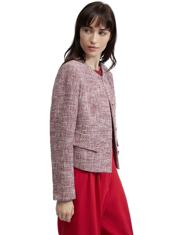 Sophia Boucle Jacket in Wine Red image 7