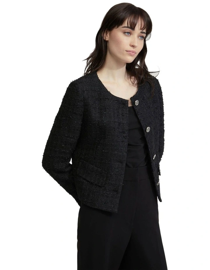 Sophia Boucle Jacket in Black image 4