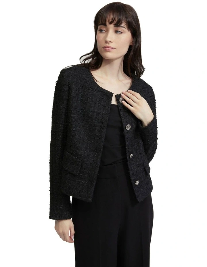 Sophia Boucle Jacket in Black image 5