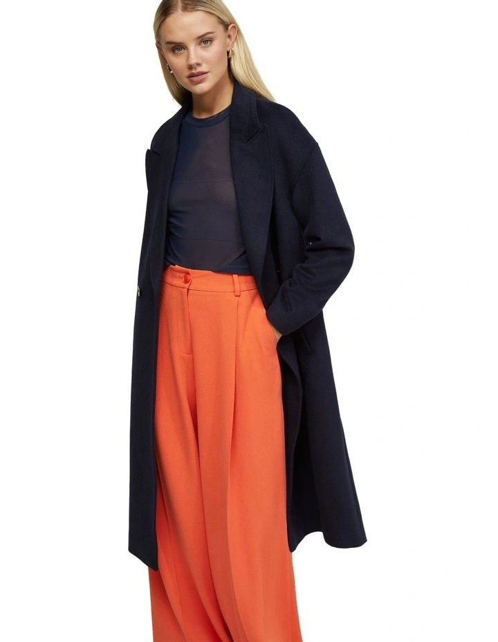 Celia Wool Rich Half Lined Coat in Navy image 3