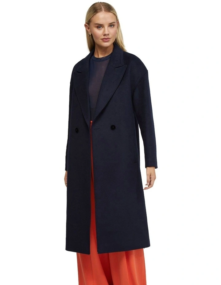 Celia Wool Rich Half Lined Coat in Navy image 4