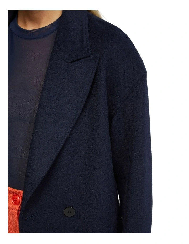 Celia Wool Rich Half Lined Coat in Navy image 6