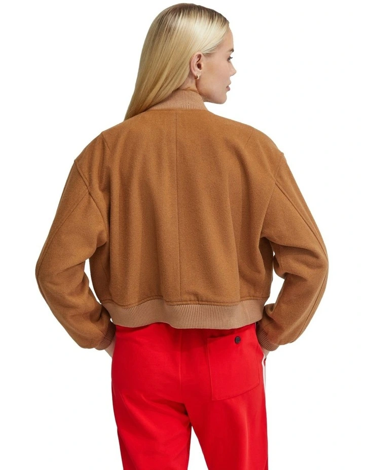 Freya Wool Rich Bomber Jacket in Camel image 3