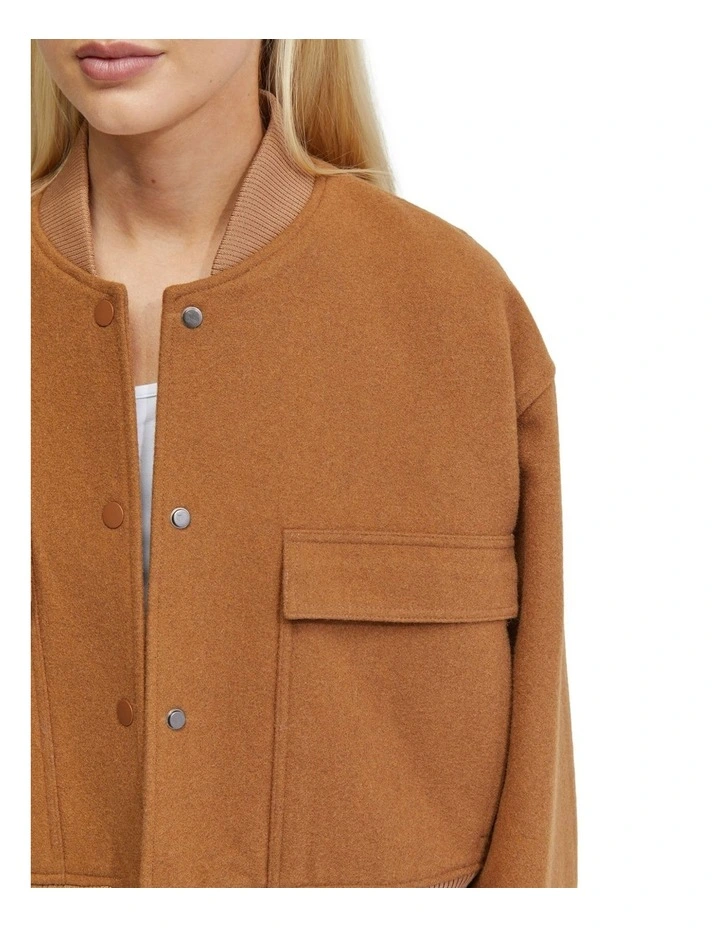Freya Wool Rich Bomber Jacket in Camel image 6