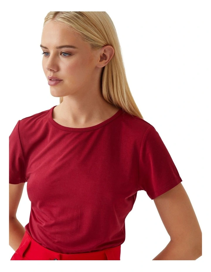 Imogen Crew Neck Jersey T-shirt in Red image 4