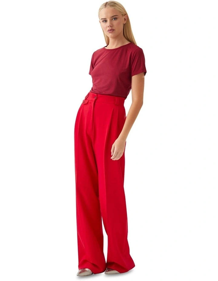 Imogen Crew Neck Jersey T-shirt in Red image 5