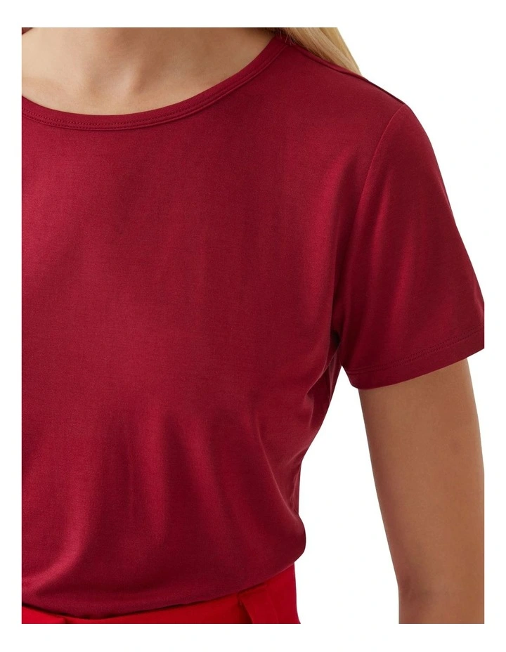 Imogen Crew Neck Jersey T-shirt in Red image 6